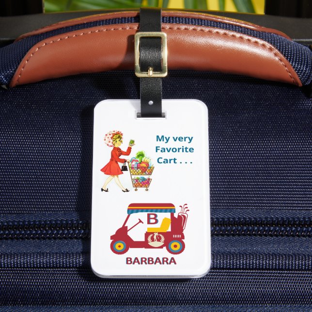 Étiquette À Bagage Panier de golf amusant Monogramme Nom Sac (Insitu Rectoal 2)