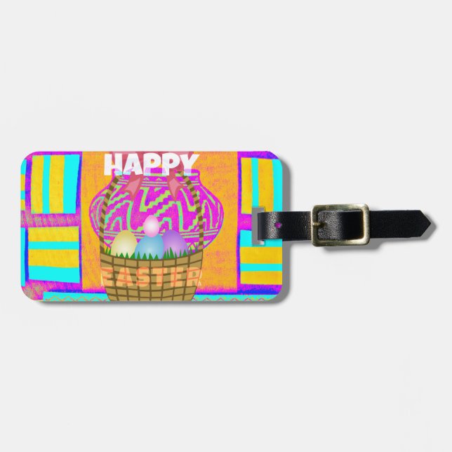 Étiquette À Bagage Panier de Pâques et d'Oeufs inspirés de l'Afrique  (Devant horizontal)