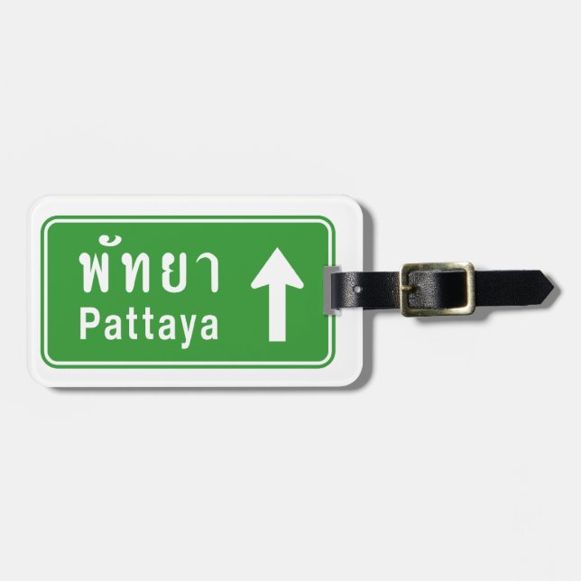 Étiquette À Bagage Panneau de signalisation routière Pattaya ⚠ Thaïla (Devant horizontal)