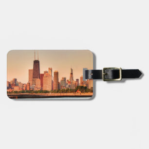 Étiquette À Bagage Panorama d'horizon de Chicago au lever de soleil