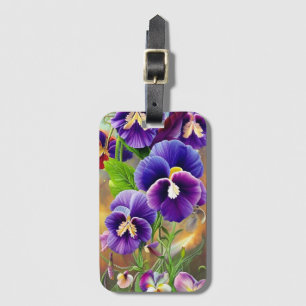 Étiquette À Bagage Pansies violettes -AI ART