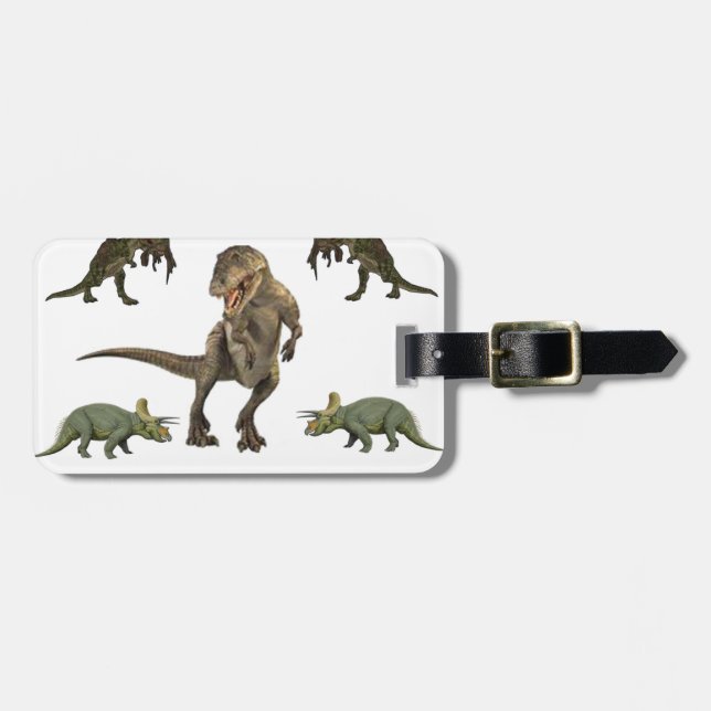 Étiquette À Bagage Papier Dinosaure (Devant horizontal)