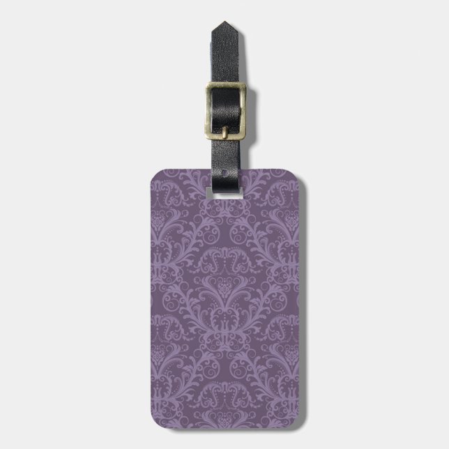 Étiquette À Bagage Papier peint floral pourpre 2 (Devant Vertical)