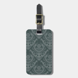 Étiquette À Bagage Papier peint floral vert de luxe de damassé