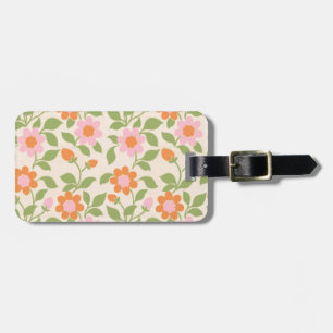 Étiquette À Bagage Papier peint vintage rose orange