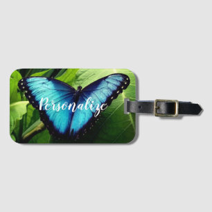 Étiquette À Bagage Papillon bleu Morpho photo étiquettes de bagages d