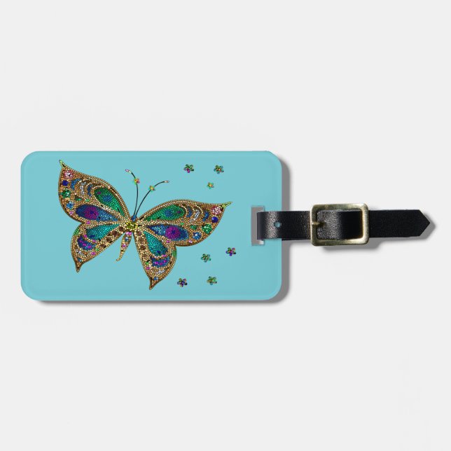 Étiquette À Bagage Papillon de mosaïque (Devant horizontal)