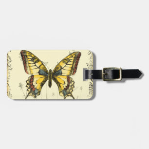 Étiquette À Bagage Papillon décoratif avec Fleur sauvage