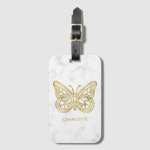 Étiquette À Bagage Papillon d'or imprimé géométrique Personnalisé