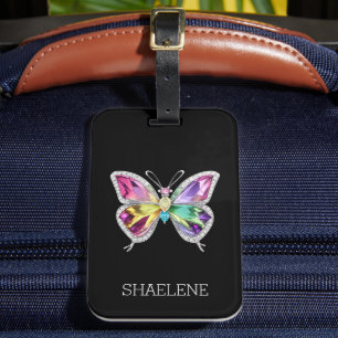 Étiquette À Bagage Papillon en cristal arc-en-ciel bijoux