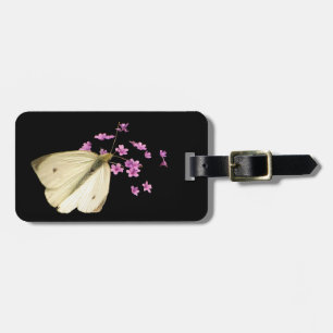 Étiquette À Bagage Papillon et fleurs