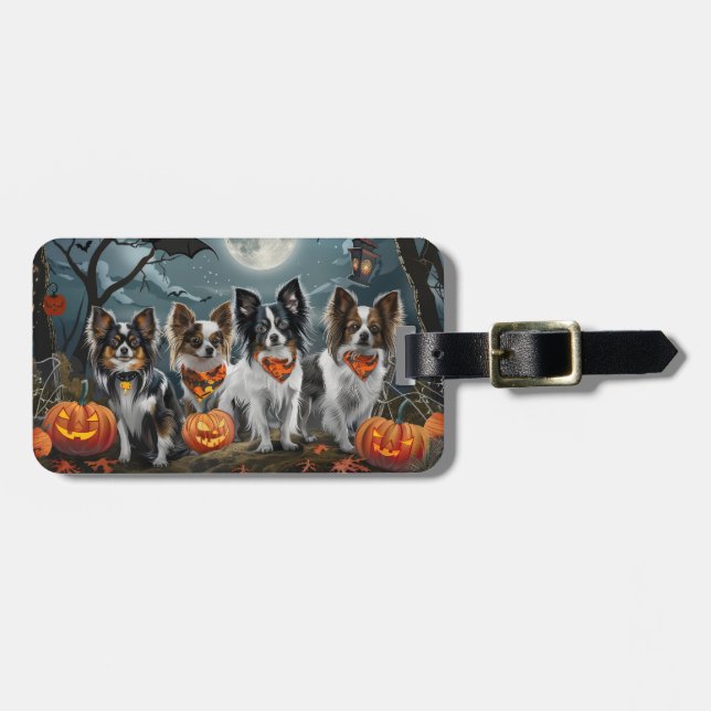Étiquette À Bagage Papillon Halloween Éffrayant (Devant horizontal)