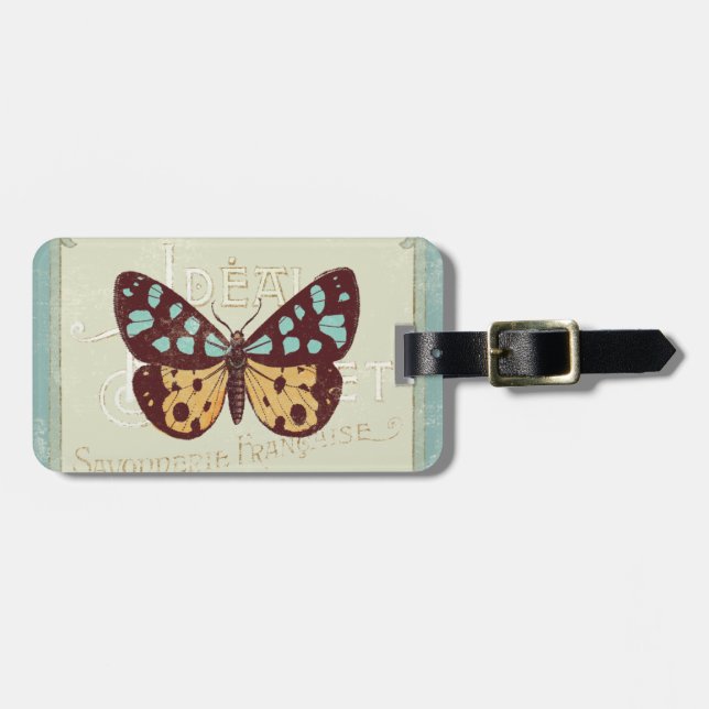 Étiquette À Bagage Papillon modelé par cru (Devant horizontal)