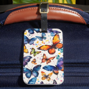 Étiquette À Bagage Papillons d'aquarelle