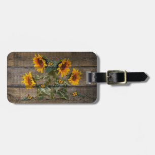 Étiquette À Bagage Papillons de tournesol rustique Barre