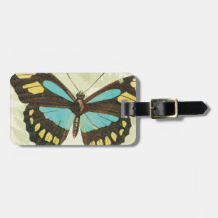 Étiquette À Bagage Papillons et feuille colorés de fougère