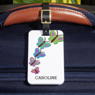 Étiquette À Bagage Papillons modernes colorés