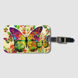 ÉTIQUETTE À BAGAGE PAPILLONS PRINTANIERS NATURE COLORÉE