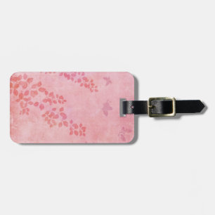 Étiquette À Bagage Papillons rose vintage Fleur sauvage Foliing