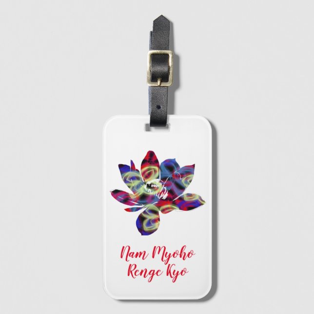 Étiquette À Bagage Papillons spirituels Fleur Nam Myoho Renge Kyo (Devant Vertical)