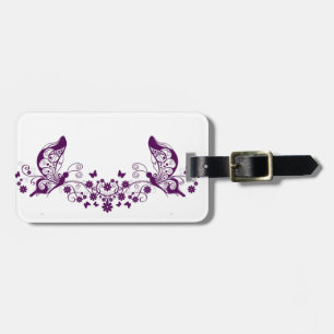 Étiquette À Bagage Papillons violets en fibre