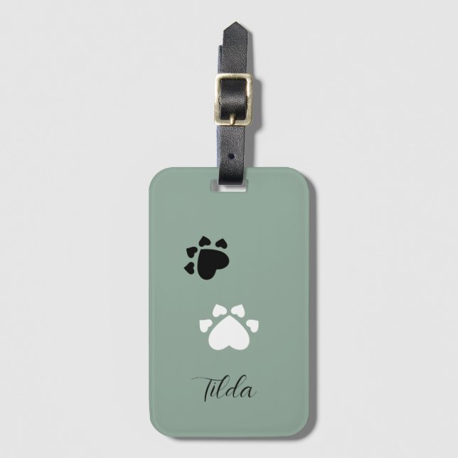 Étiquette À Bagage Paquets cardiaques de chiot monogrammes (Devant Vertical)