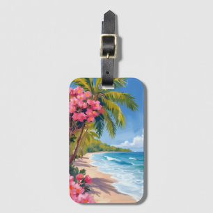 Étiquette À Bagage Paradis de plage tropicale Peinture océanique