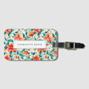 Étiquette À Bagage Paradis tropical Floral Print Black Script