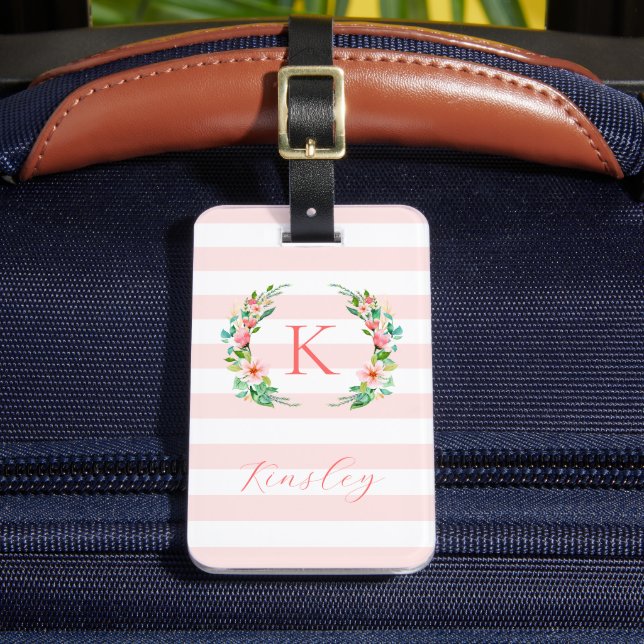 Étiquette À Bagage Paradise Floral et Stripes (Insitu Rectoal 2)