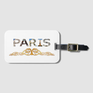 Étiquette À Bagage Paris Attractions par des lettres de mot Paris