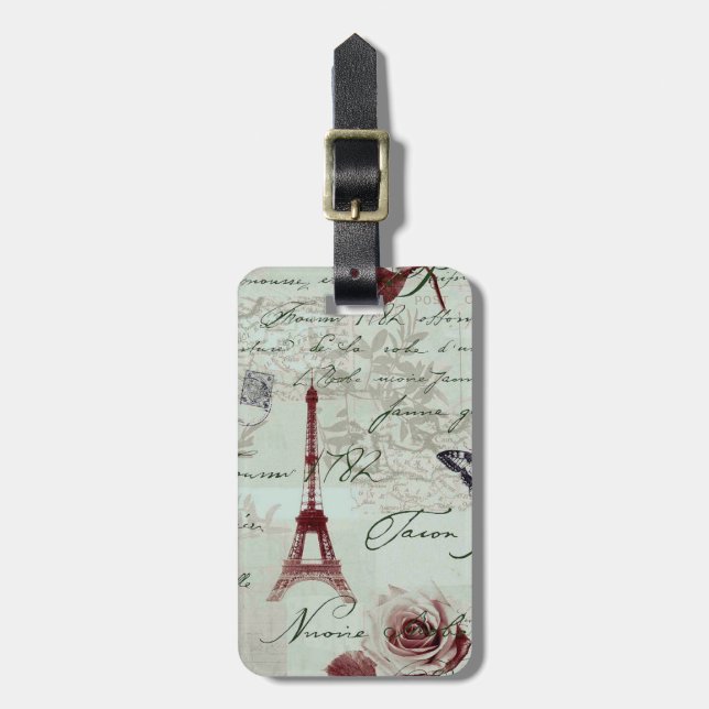 Étiquette À Bagage Paris dans le rose (Devant Vertical)