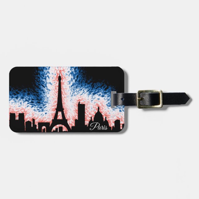 Étiquette À Bagage Paris France Silhouette (Devant horizontal)