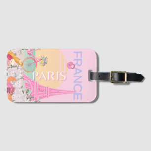 Étiquette À Bagage Paris, France, Travel Art, Preppy, Pastel, Rose