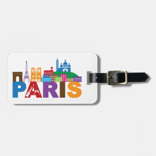 Étiquette À Bagage Paris, France   Typographie colorée