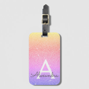 Étiquette À Bagage Parties scintillant à étincelle rose pourpre Nom d