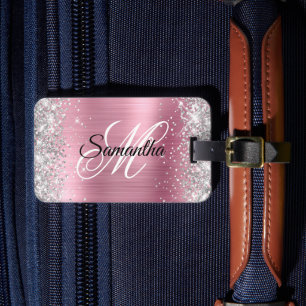 Étiquette À Bagage Parties scintillant argentée Clair Pink Foil Fancy