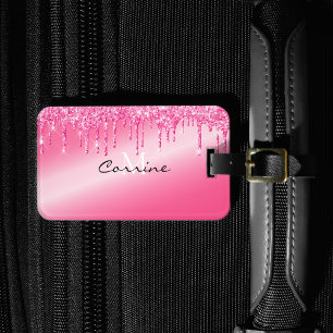 Étiquette À Bagage Parties scintillant de séchage du néon rose chaud 