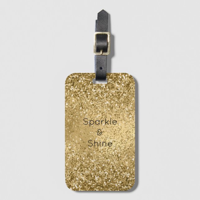 Étiquette À Bagage Parties scintillant Glitzy Gold Glam      (Devant Vertical)