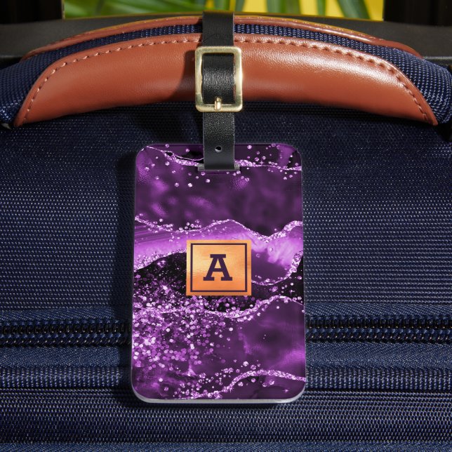 Étiquette À Bagage Parties scintillant mauve agneau rose nom or (Insitu Rectoal 2)