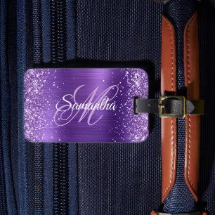 Étiquette À Bagage Parties scintillant violet Améthyste Foil Fancy Mo