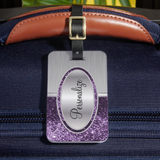 Étiquette À Bagage Parties scintillant violet et brosse métallique ac (Insitu Rectoal 2)