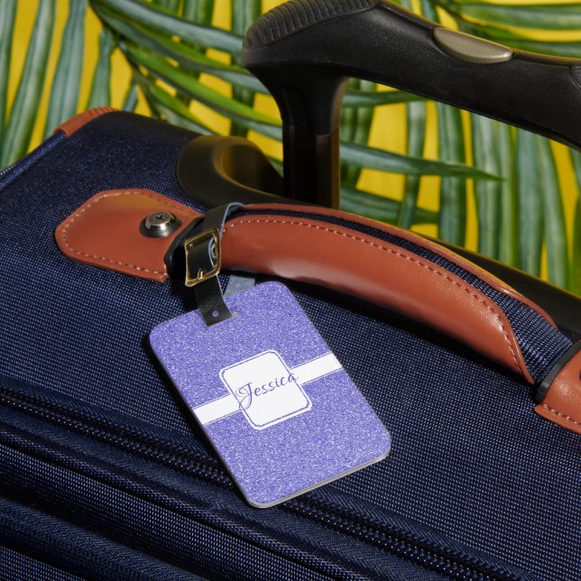 Étiquette À Bagage Parties scintillant violette Personnaliser le baga (Insitu Rectoal 1)