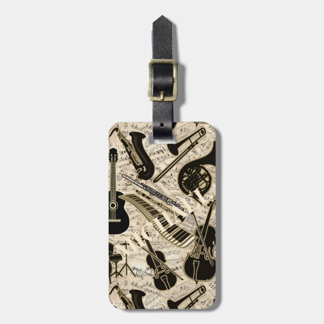 Étiquette À Bagage Partition et instruments Black/Gold ID481 (Devant Vertical)
