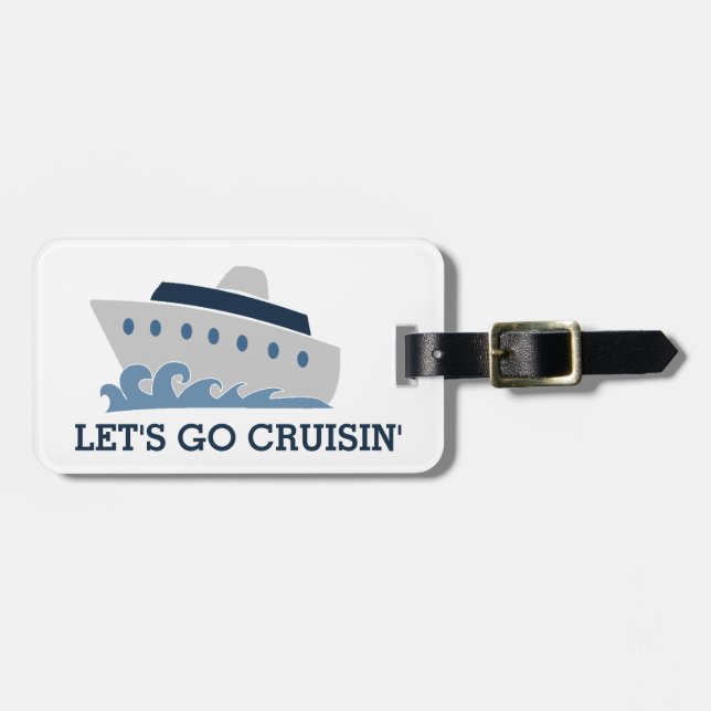 Étiquette À Bagage Partons bateau de croisière de bande dessinée de (Devant horizontal)
