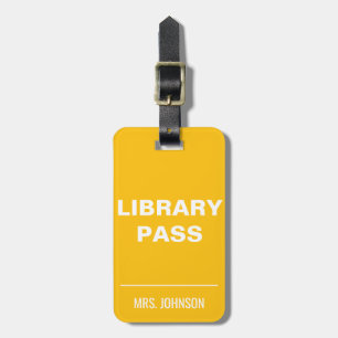 Étiquette À Bagage Passe-bibliothèque jaune Passe-école Hall pour ens