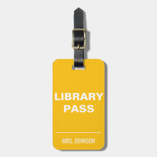 Étiquette À Bagage Passe-bibliothèque jaune Passe-école Hall pour ens