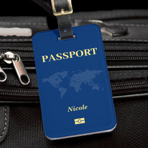 Étiquette À Bagage Passeport bleu