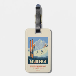 Étiquette À Bagage Passez la journée à skier Vintage