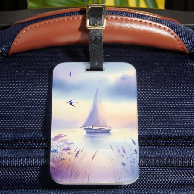 Étiquette À Bagage Pastel Sailboat Coastal Dreamscape (Insitu Rectoal 2)
