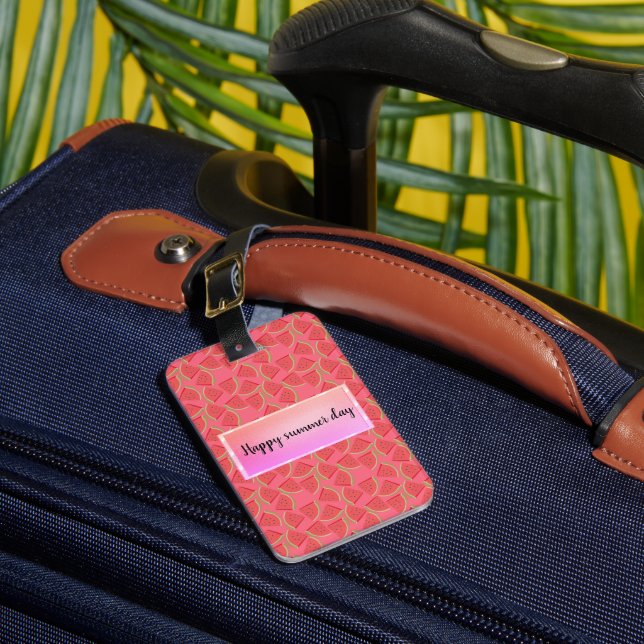 Étiquette À Bagage Pastèque rose moderne, été (Insitu Rectoal 1)